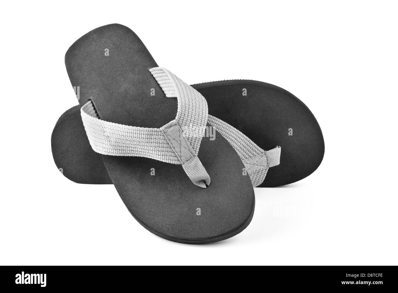 Paire de tongs noires isolated on white Banque D'Images