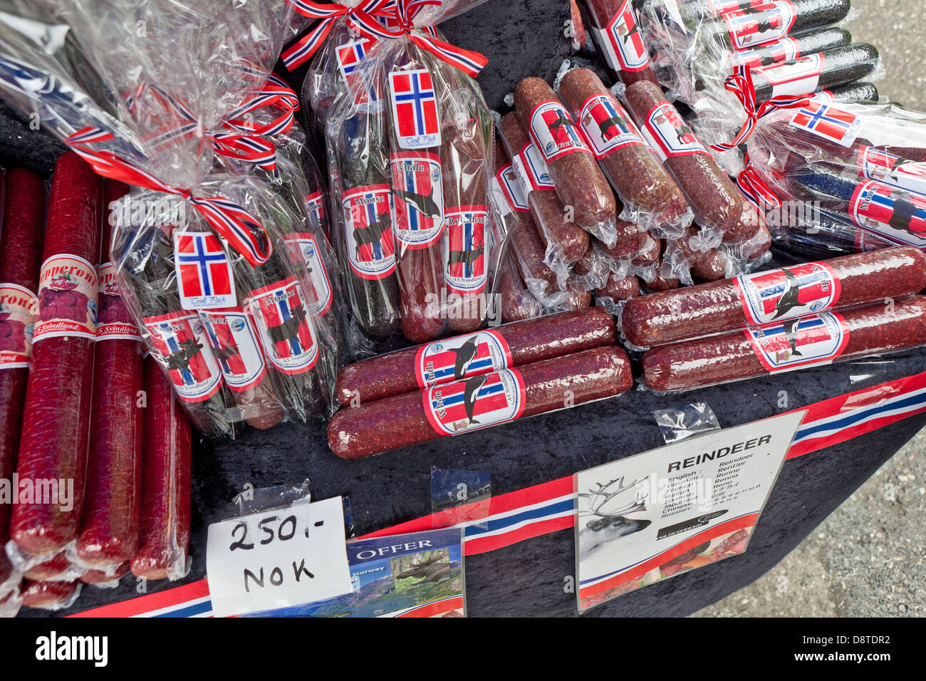 Saucisses fraîches, Geirangerfjord, Norvège Banque D'Images