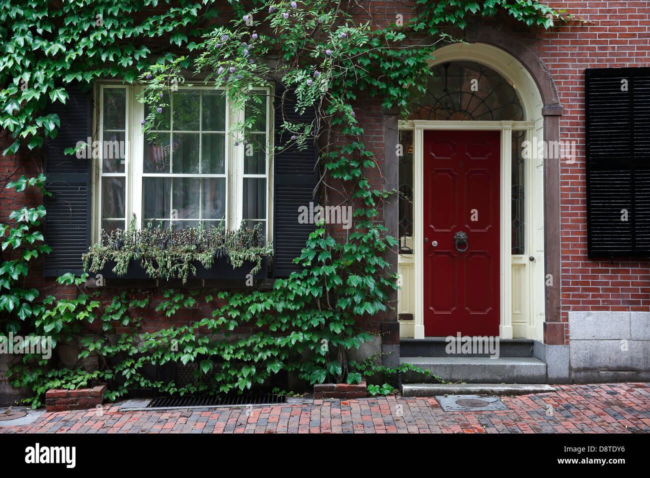 La rue Cedar sur Beacon Hill, Boston, Massachusetts Banque D'Images