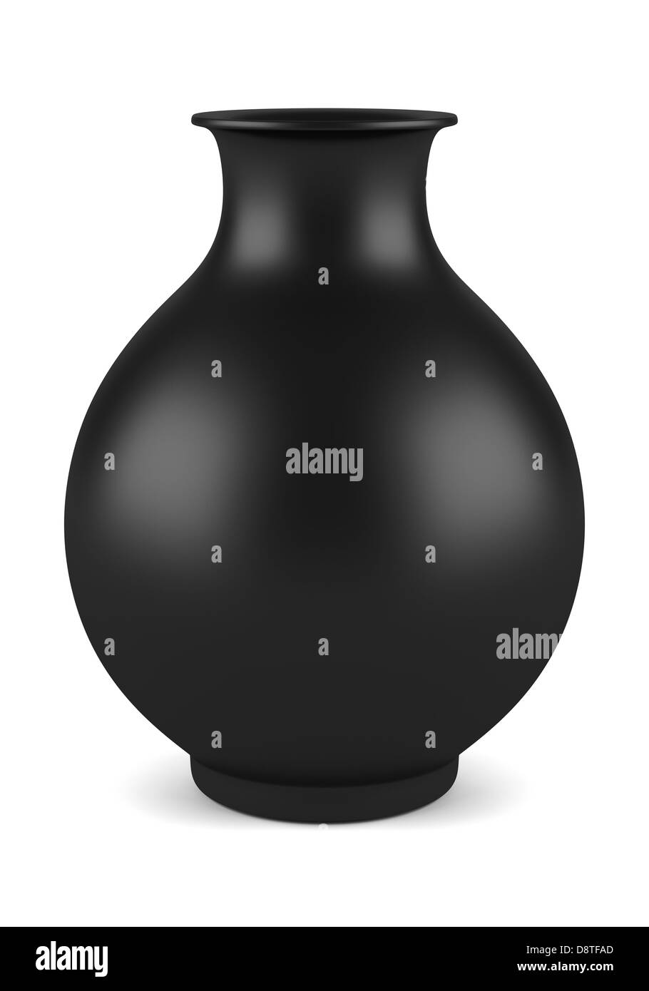 Vase en céramique noir simple isolated on white Banque D'Images