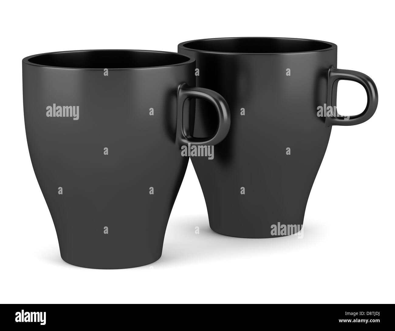 Deux tasses en céramique noire isolated on white Banque D'Images
