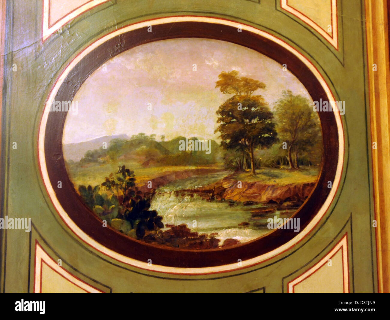 Peinture de paysage par artiste Constantino Brumidi dans couloir de Capitole Washington DC, Banque D'Images