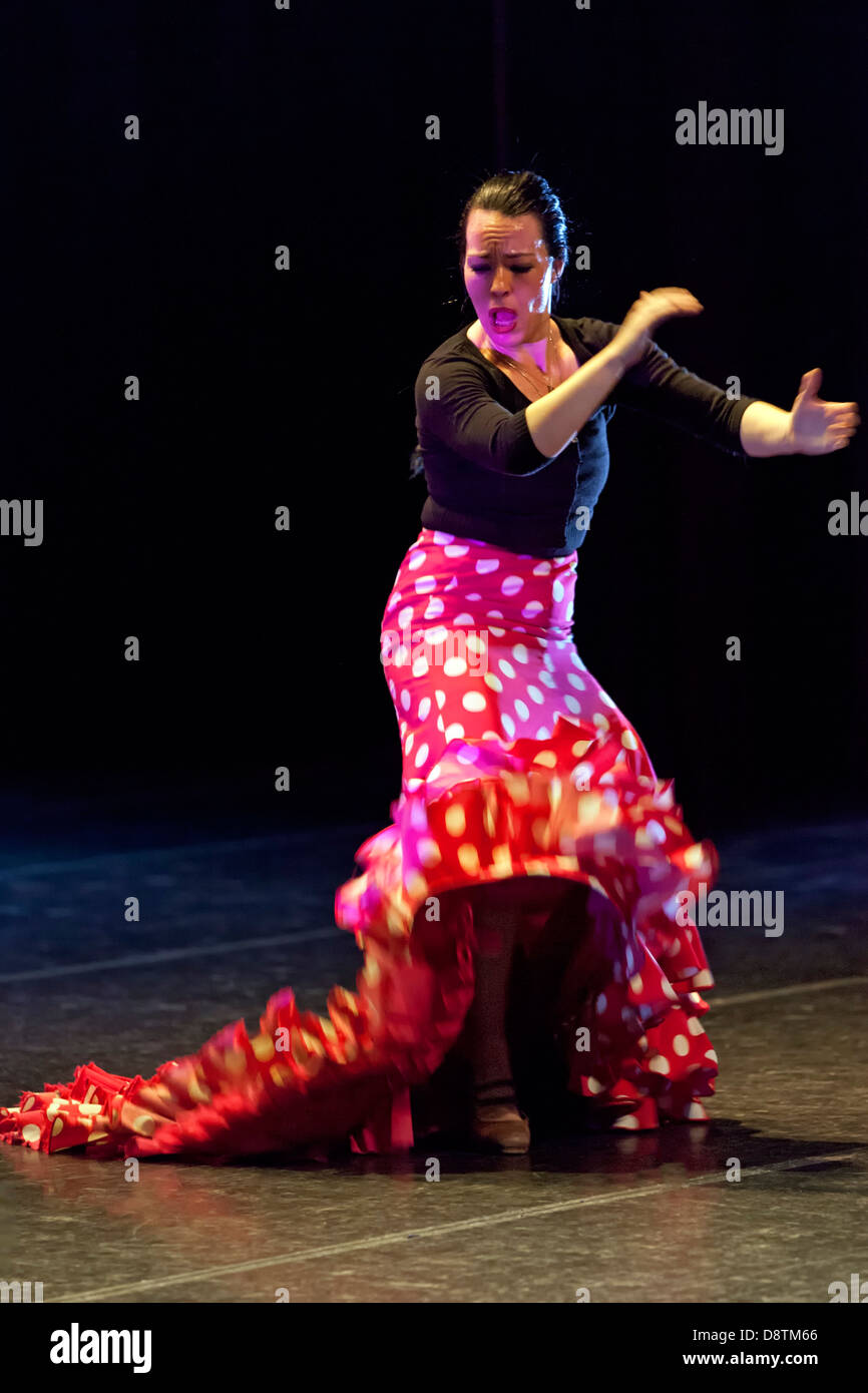 Danseuse de Flamenco, Yjastros Dance Company, Rodey Theater, Albuquerque, Nouveau Mexique USA Banque D'Images