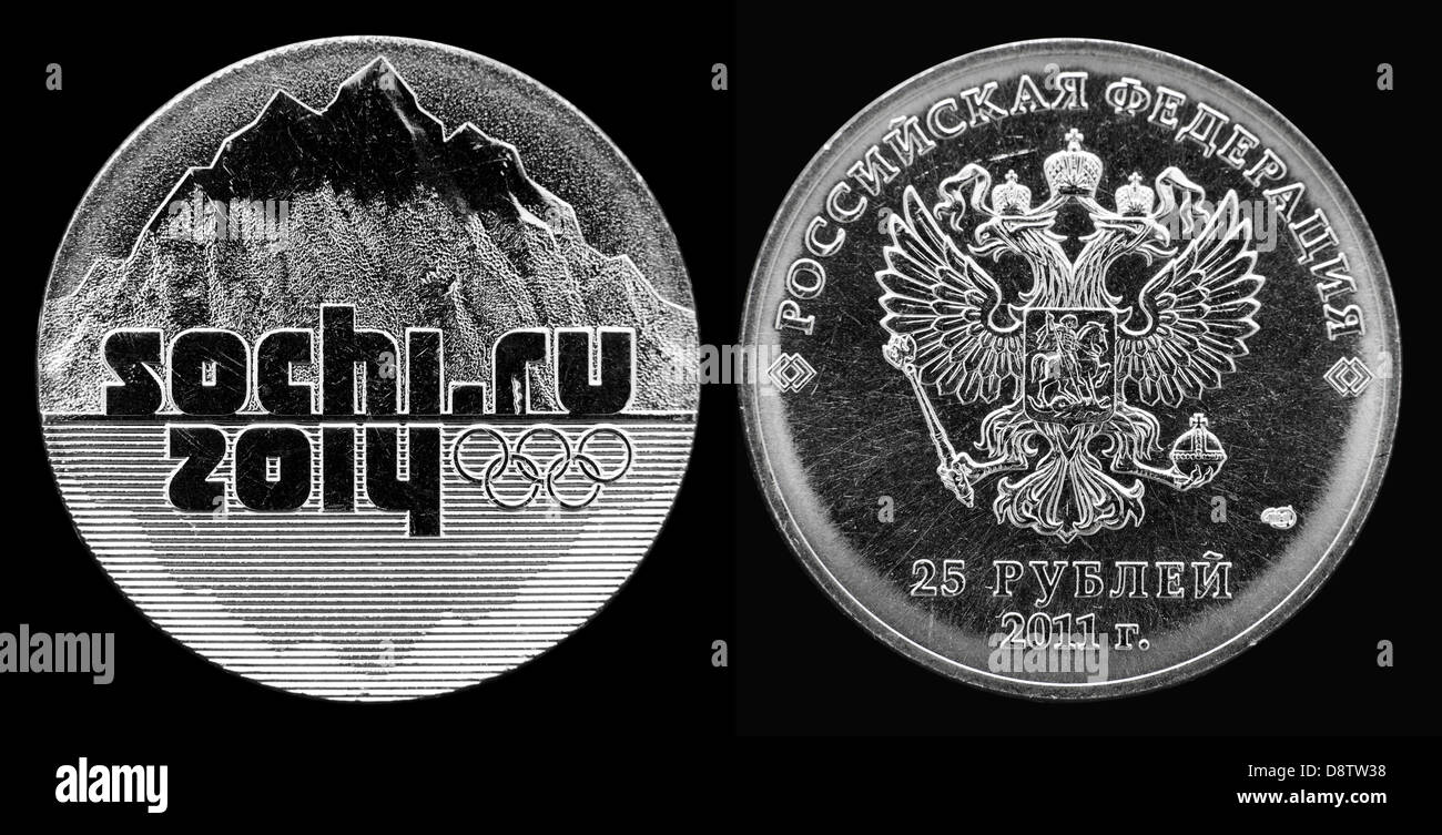 Coin Sotchi ru 2014 Banque D'Images