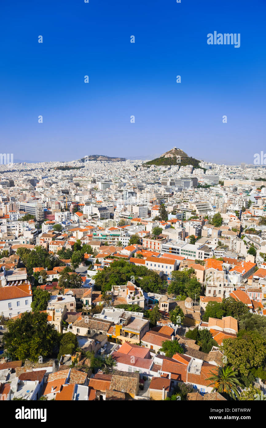 Vue d'Athènes depuis l'Acropole, Grèce Banque D'Images