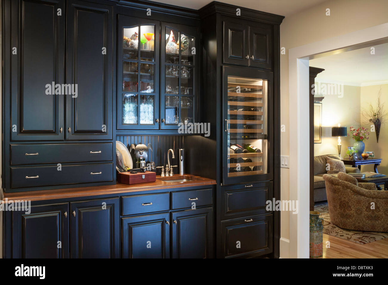 Accueil de luxe Cabinet Bar et de puits, USA Banque D'Images