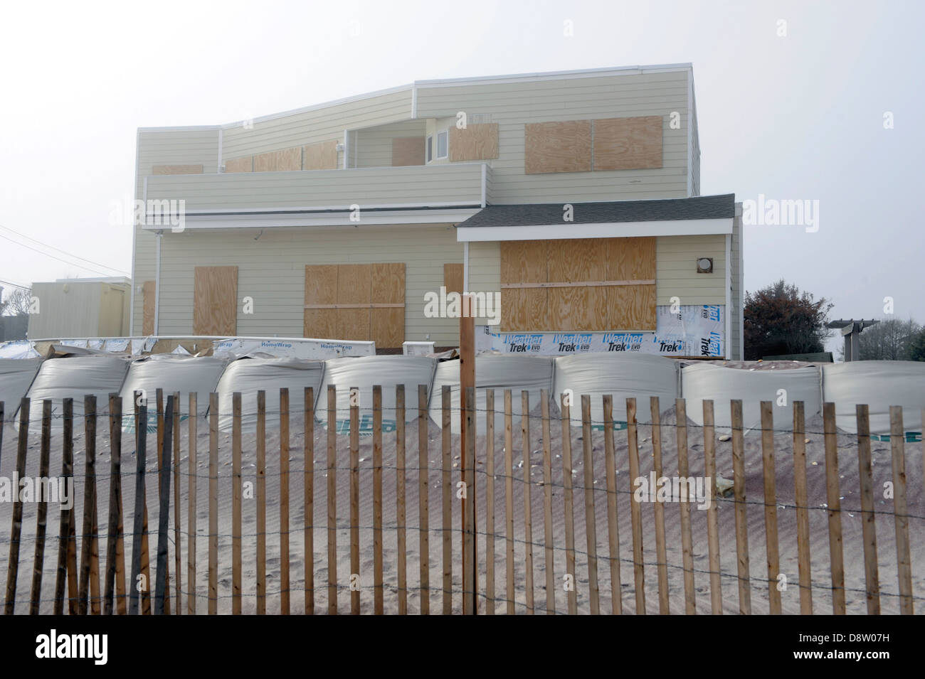 Dévastation après Super Tempête Sandy sur Fire Island New York Banque D'Images