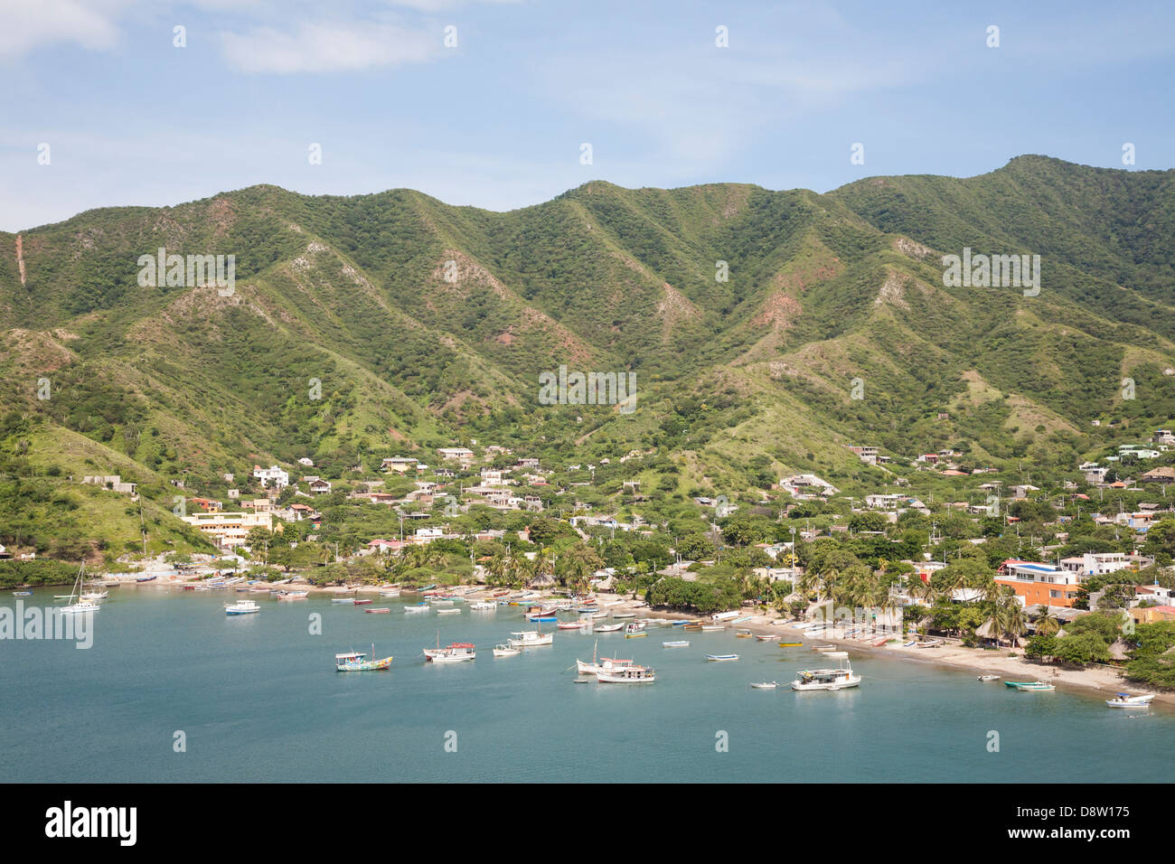 Vue sur la baie de Taganga, près de Santa Marta, Colombie Banque D'Images