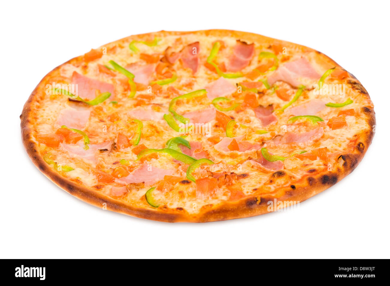 Pizza au jambon et au paprika vert Banque D'Images
