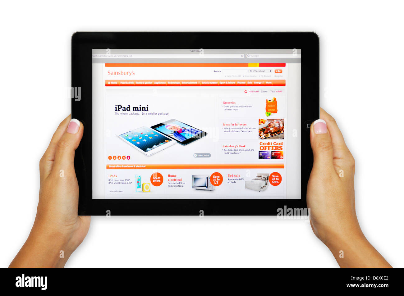 Sainsbury's boutique en ligne site sur iPad Banque D'Images