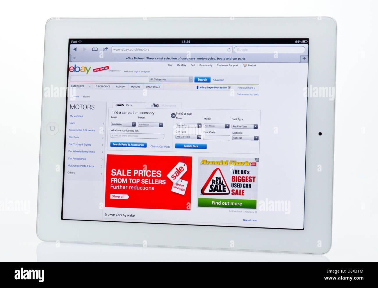 Apple Ipad montrant les moteurs Ebay Site de vente. Banque D'Images