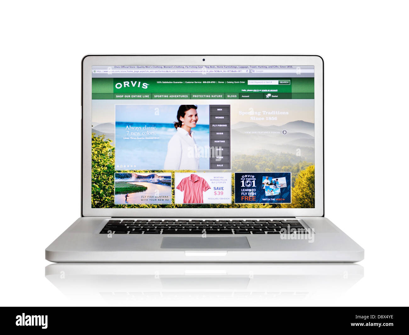 Orvis magasin de vêtements sur un écran d'ordinateur portable Banque D'Images