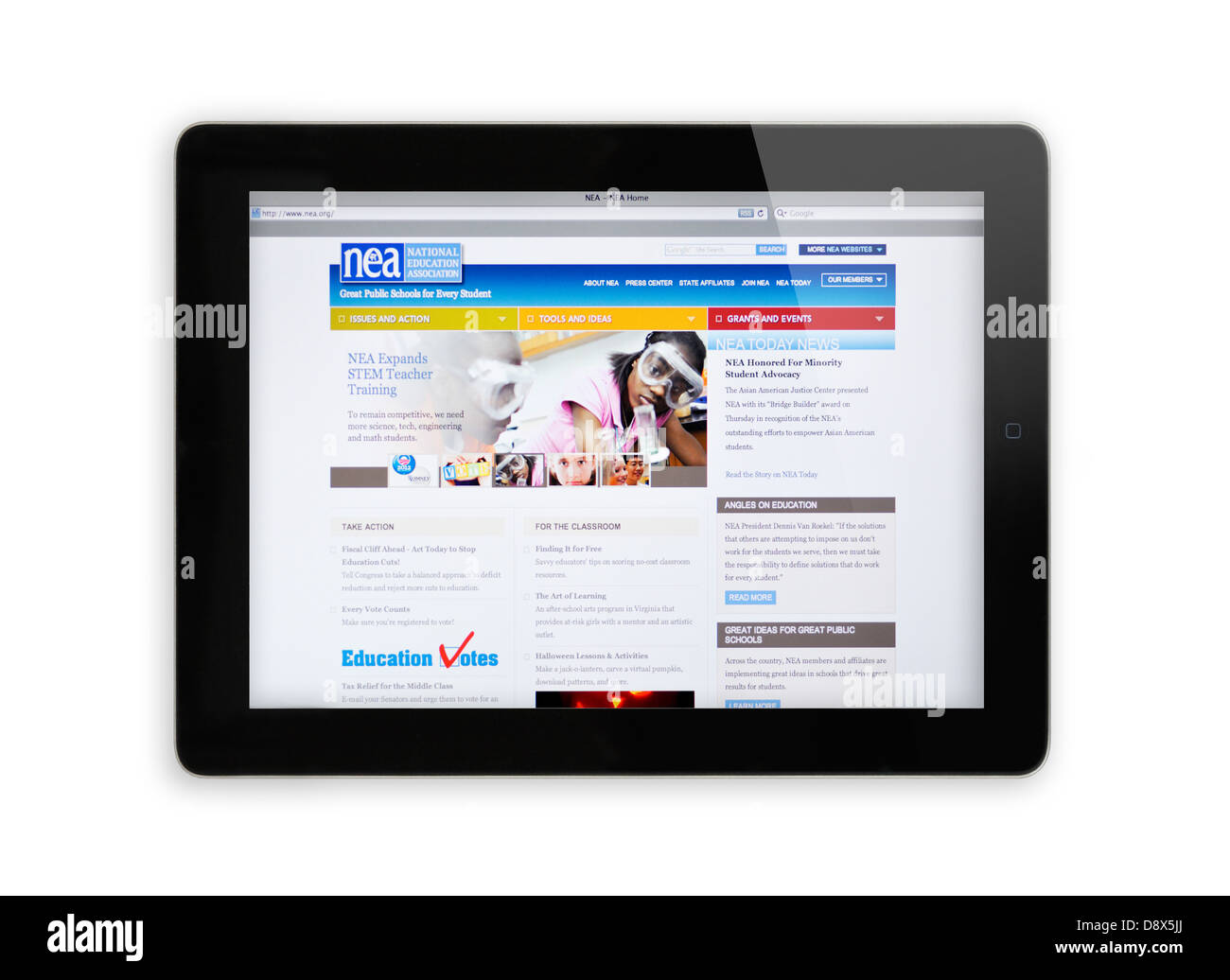 Site web de l'Association nationale d'éducation sur l'iPad - syndicat des enseignants Banque D'Images