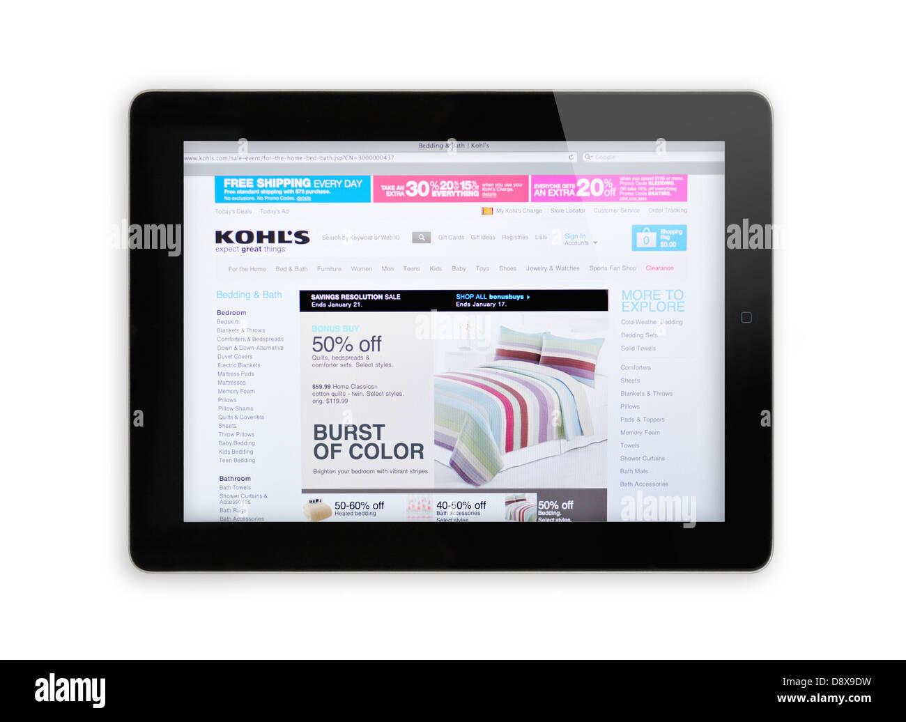 Kohl's boutique en ligne site sur iPad Banque D'Images