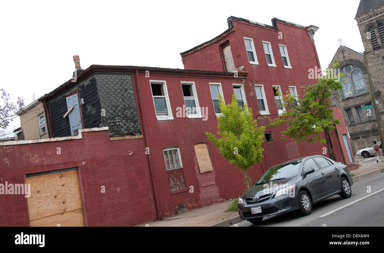 Un bâtiment condamné à Baltimore, Maryland, USA Banque D'Images