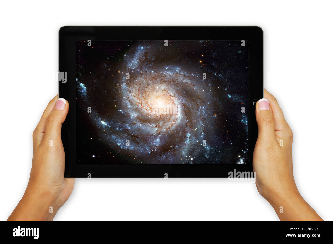 Galaxie spirale M101 ( Pinwheel Galaxy ), télescope spatial Hubble sur iPad Banque D'Images