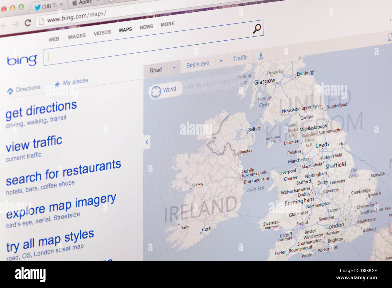 Moteur de recherche Bing Maps Home page site Web ou une page web sur un écran d'ordinateur portable ou un écran d'ordinateur Banque D'Images