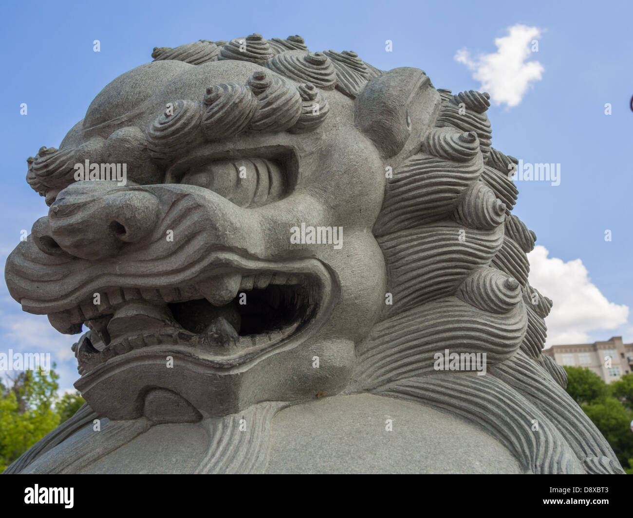 Tête de lion en pierre chinois Banque D'Images