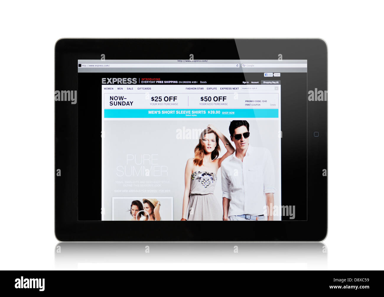 Express magasin de vêtements sur l'écran de l'iPad Banque D'Images