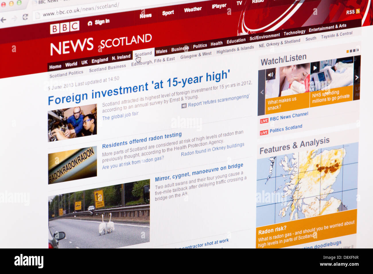 Nouvelles de BBC Scotland home page Site Web ou une page web sur un écran d'ordinateur portable ou un écran d'ordinateur Banque D'Images
