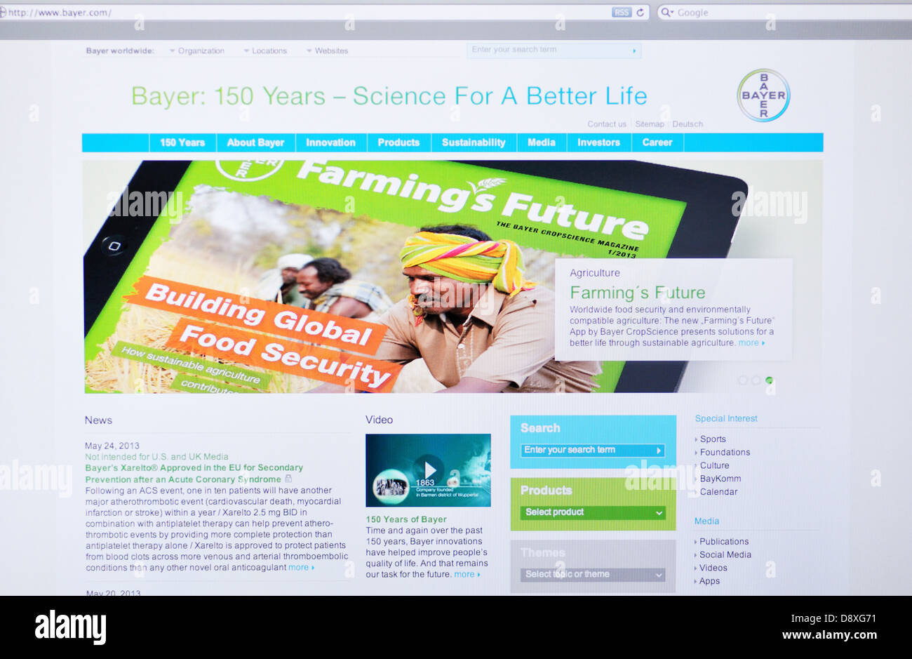 Bayer Healthcare Pharmaceuticals website Banque D'Images