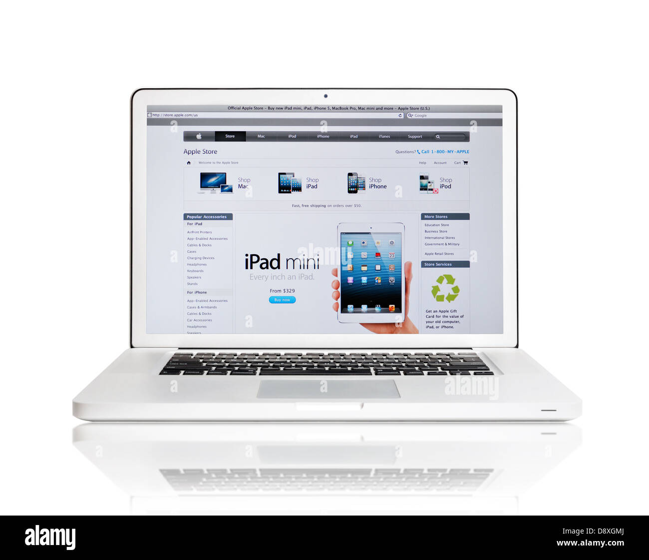 Site web d'Apple sur un écran d'ordinateur portable montrant l'iPad mini Banque D'Images