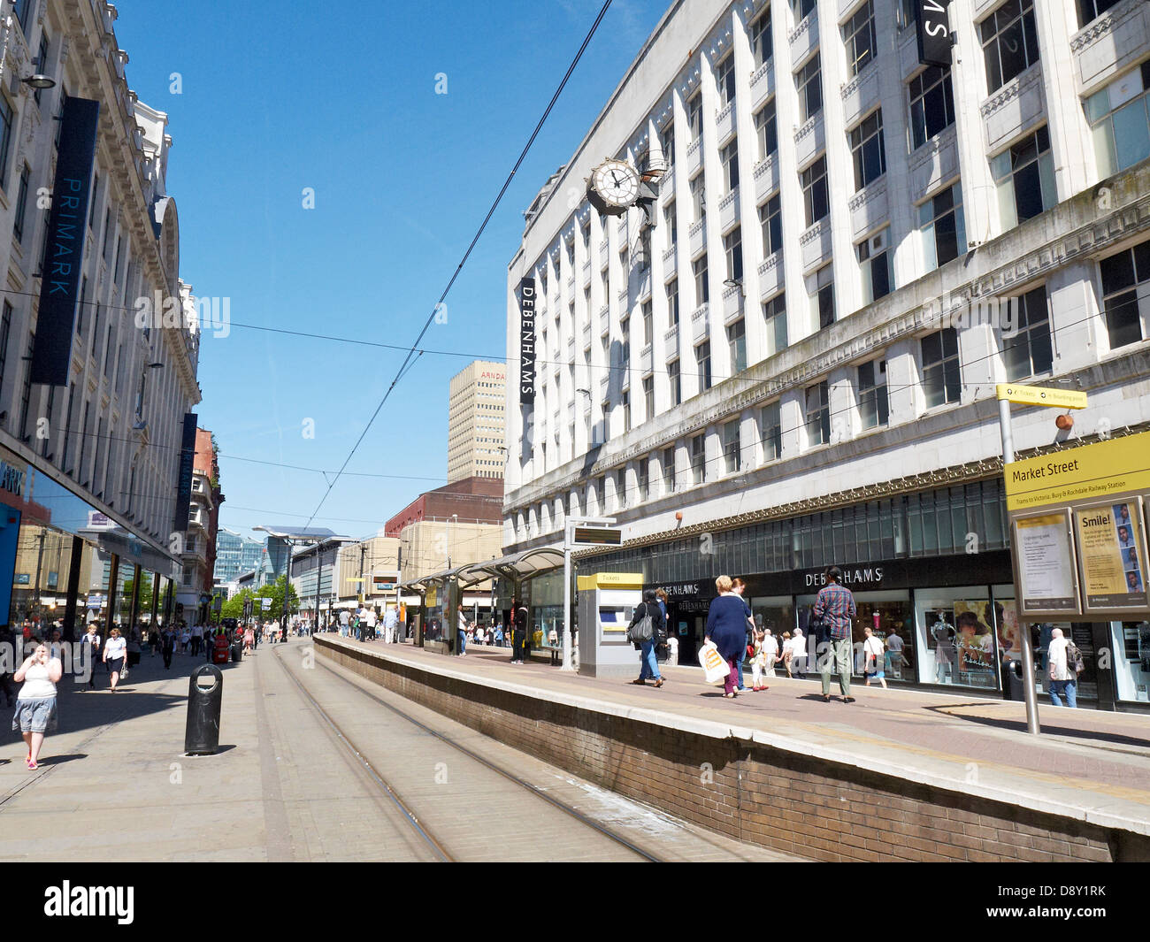 La station de tramway Market Street à Manchester, UK Banque D'Images
