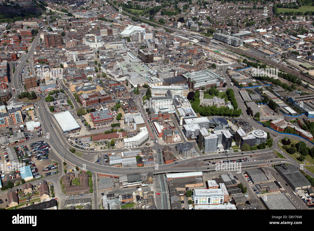 Vue aérienne du centre-ville de Luton Banque D'Images