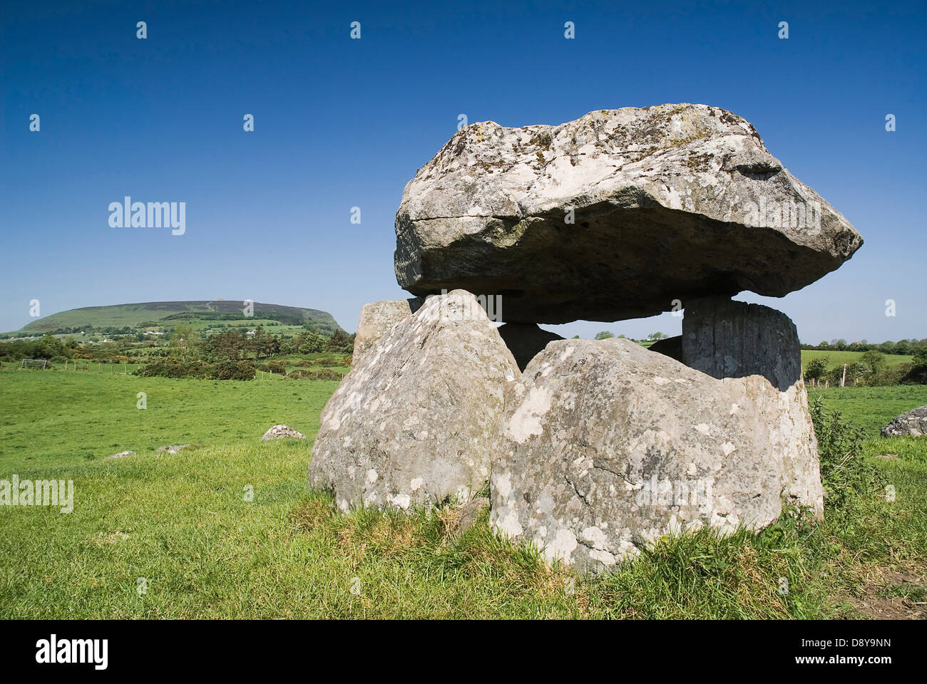 Dolmen à Carrowmore site mégalithique environ 4000 av. J.-C. L'histoire de l'Eire bleu irlandais Irlande historique dans le Nord de l'Europe Poblacht Banque D'Images