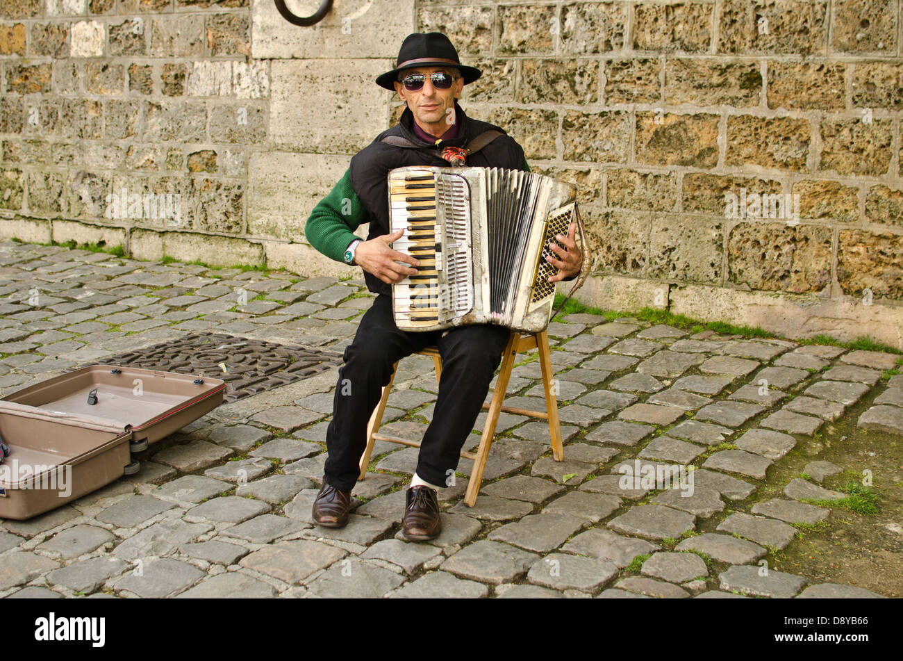 Musicien de la rue, Paris, France Banque D'Images
