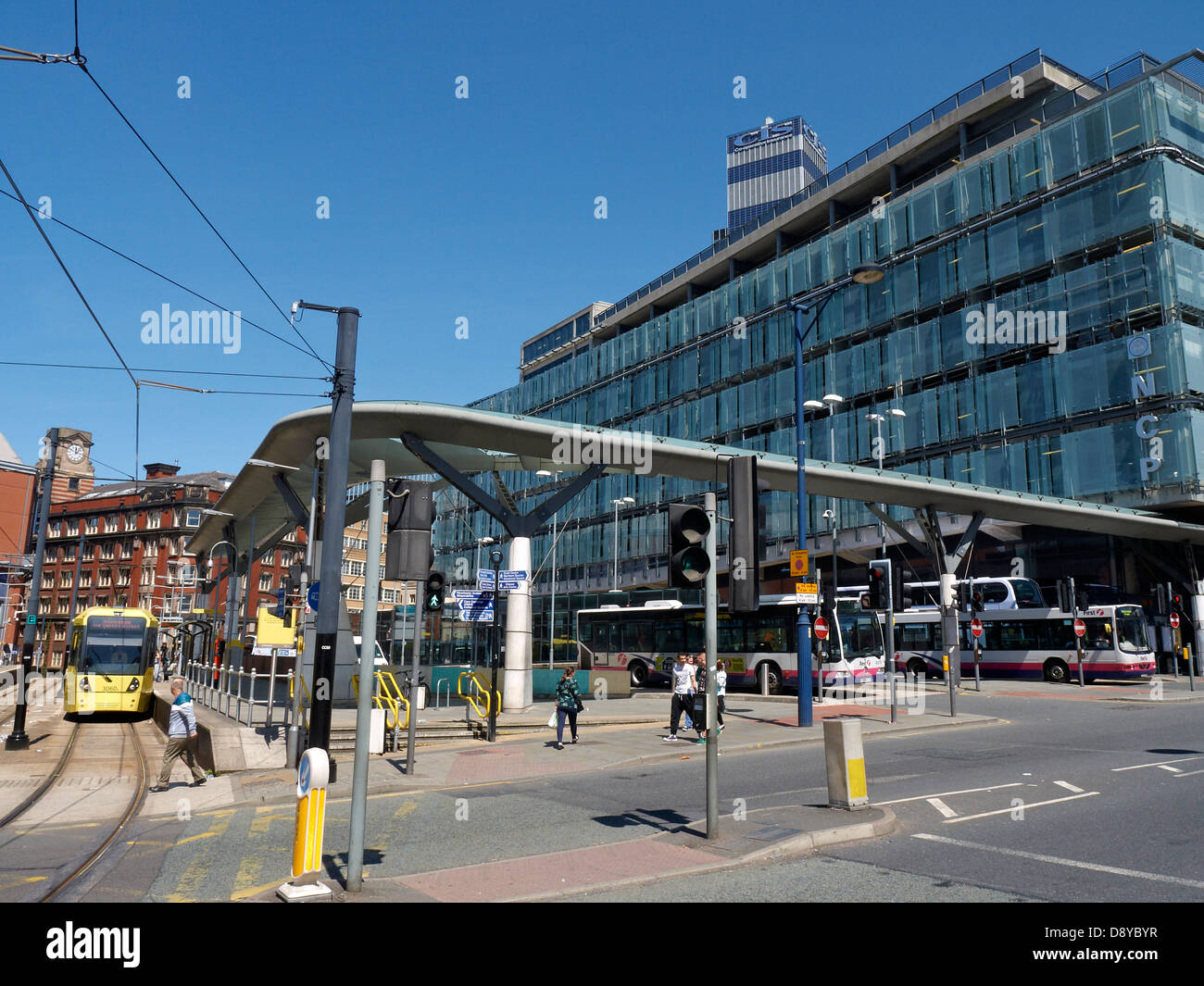 Correspondance avec la gare routière de Shudehill parking NCP à Manchester, UK Banque D'Images