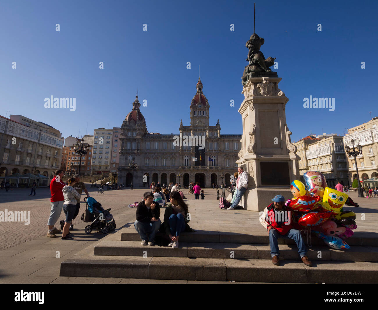 Ayuntamento (mairie) Bâtiment à la place de Maria Pita, La Corogne, Galice, Espagne, Europe Banque D'Images