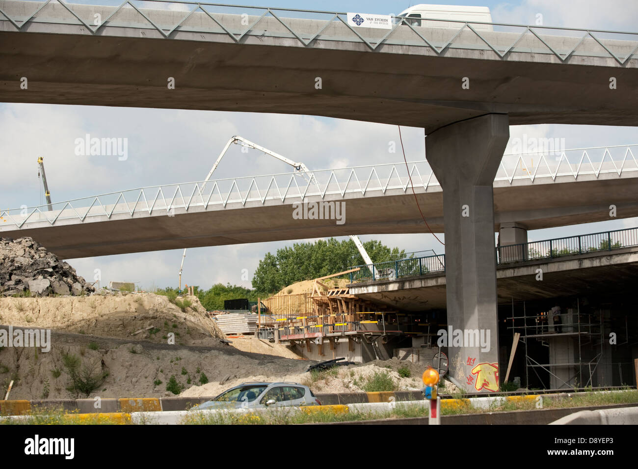 La construction du pont routier Machelen Bruxelles Bruxelles Belgique Europe Banque D'Images