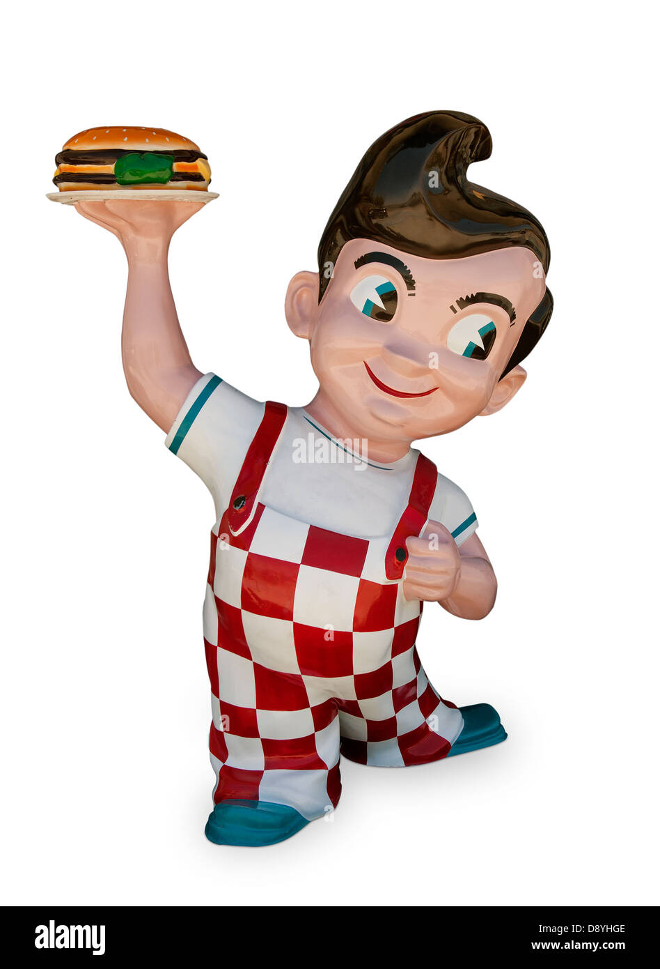 Un Bob's Big Boy dur dans le célèbre coup de statue sur un fond blanc Banque D'Images