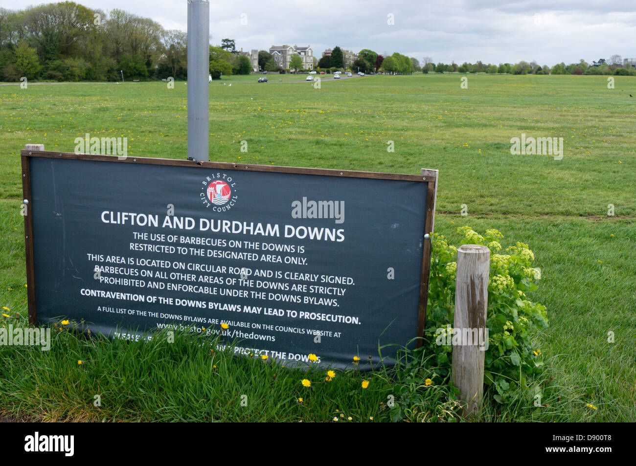 Un signe pour Clifton et Durdham Downs à Bristol, Angleterre. Banque D'Images