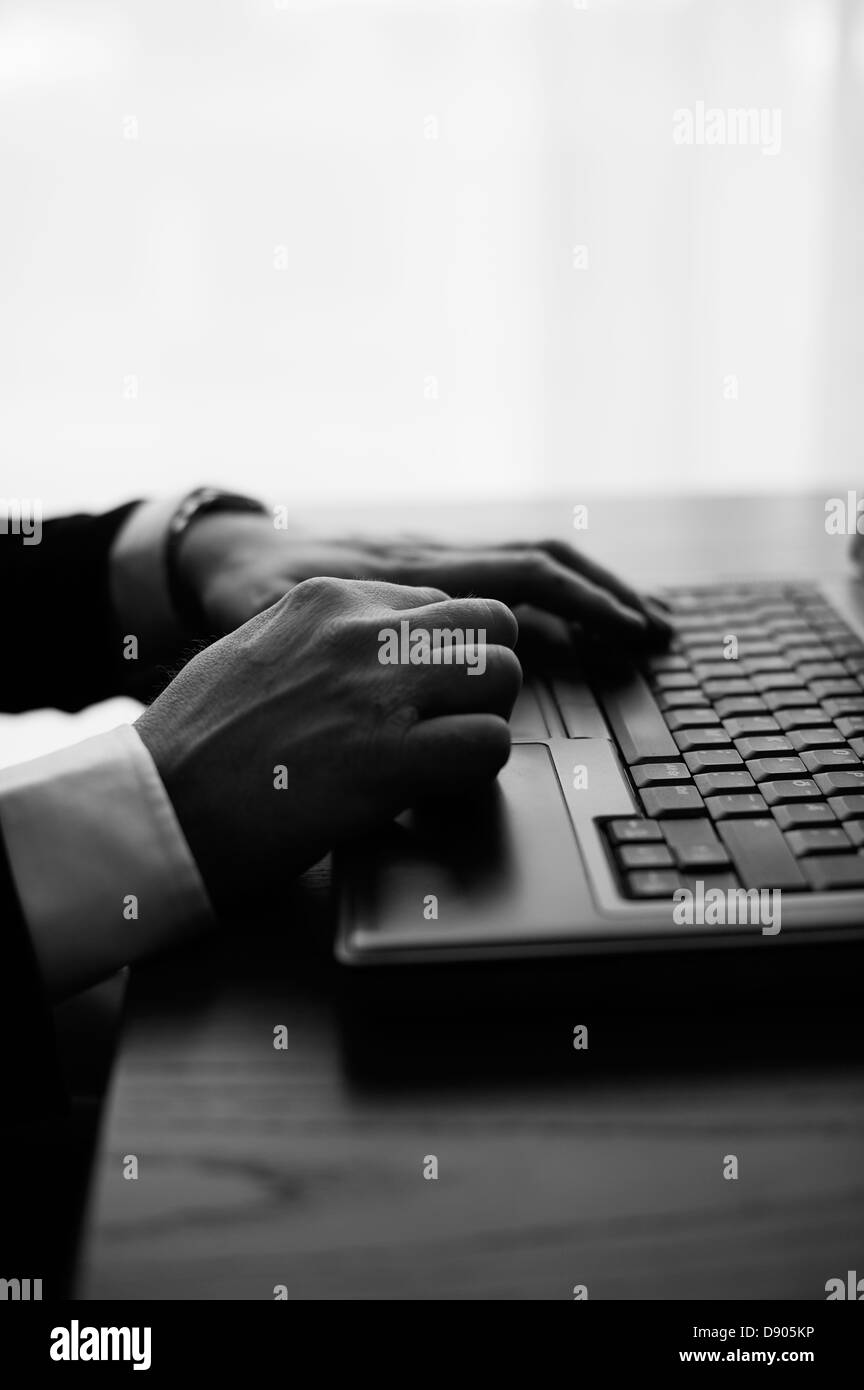 Hands typing on laptop Banque D'Images