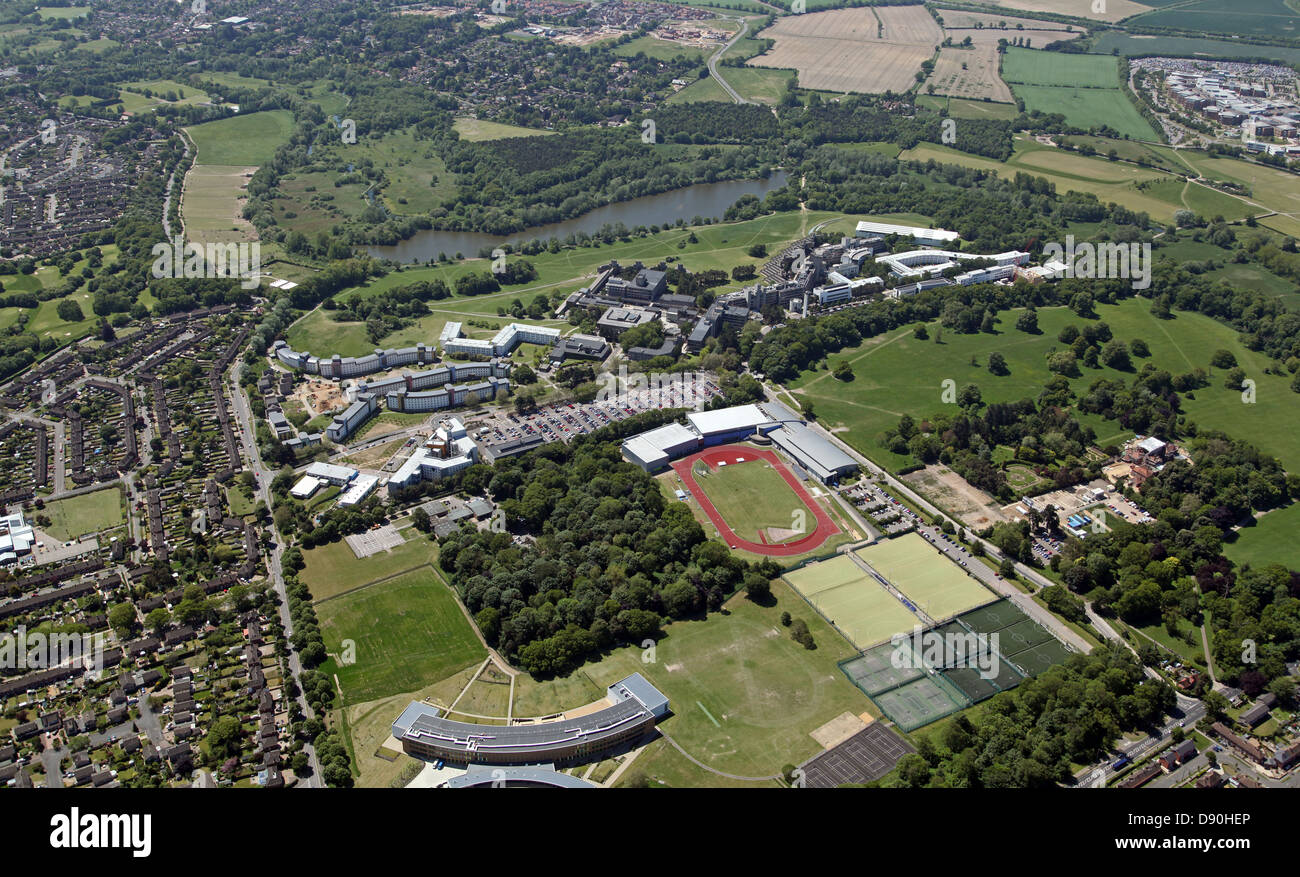 Vue aérienne de l'Université d'East Anglia, UEA, Norwich Banque D'Images