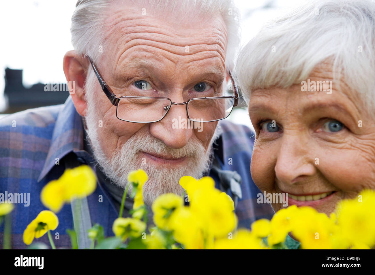 Un vieux couple scandinave, Suède, close-up. Banque D'Images