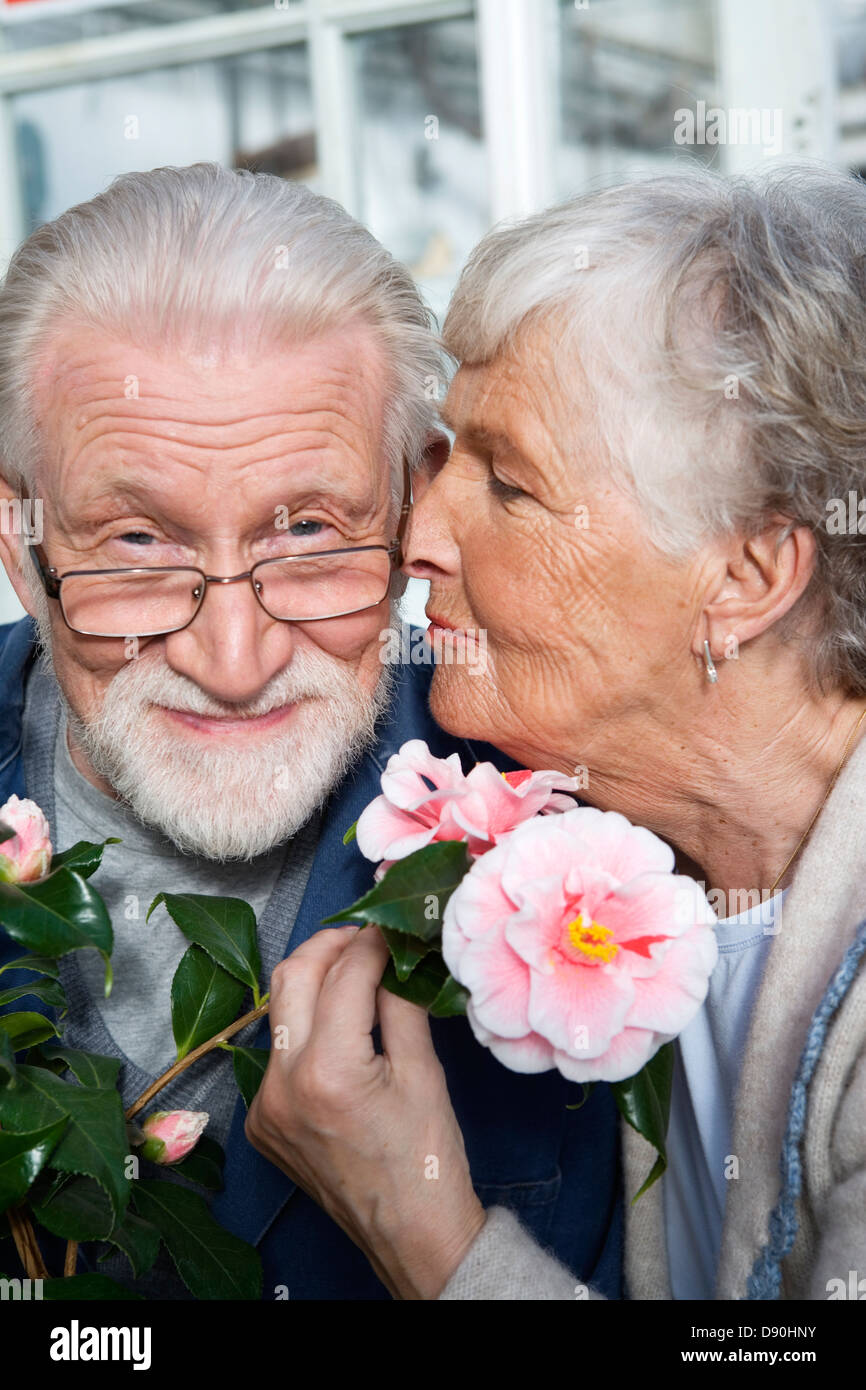 Un couple de personnes âgées scandinave, la Suède. Banque D'Images