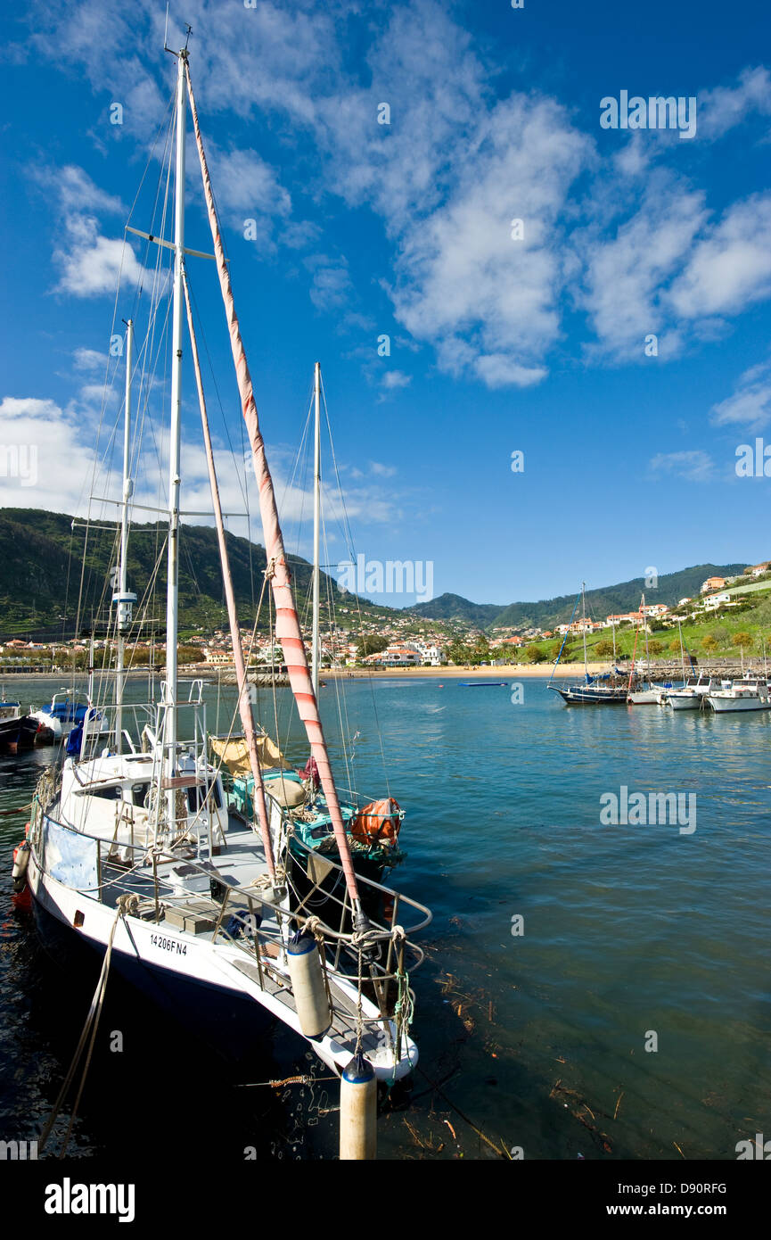 Port de Machico sur l'île de Madère dans l'Océan Atlantique Banque D'Images