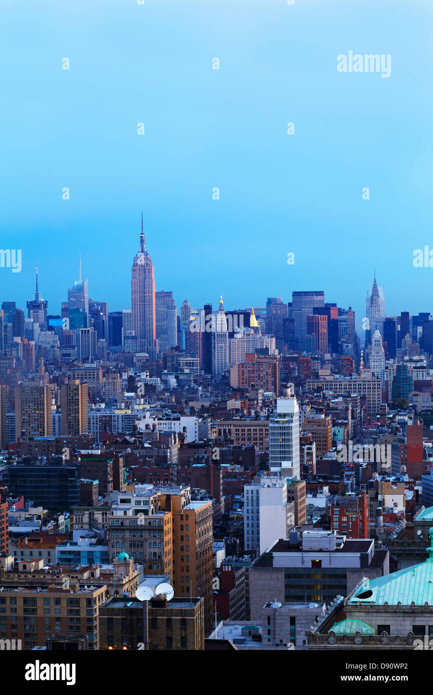 Manhattan, midtown from south, Empire State Building et Chrysler Building Banque D'Images