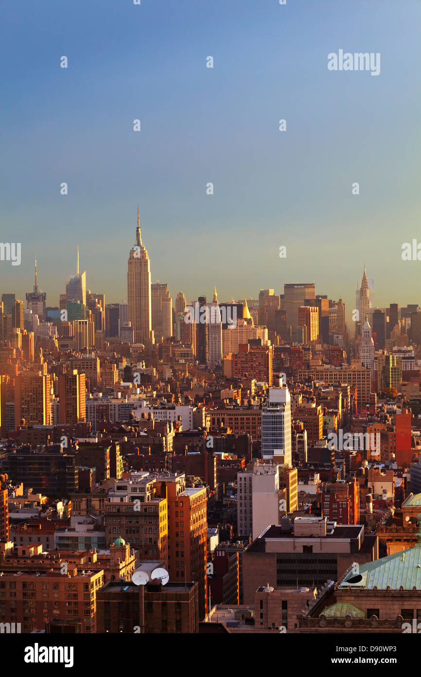 Manhattan, midtown from south, Empire State Building et Chrysler Building Banque D'Images