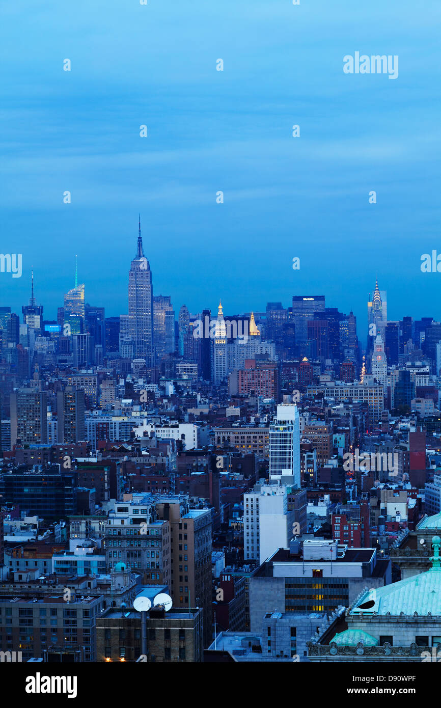 Manhattan, midtown from south, Empire State Building et Chrysler Building Banque D'Images