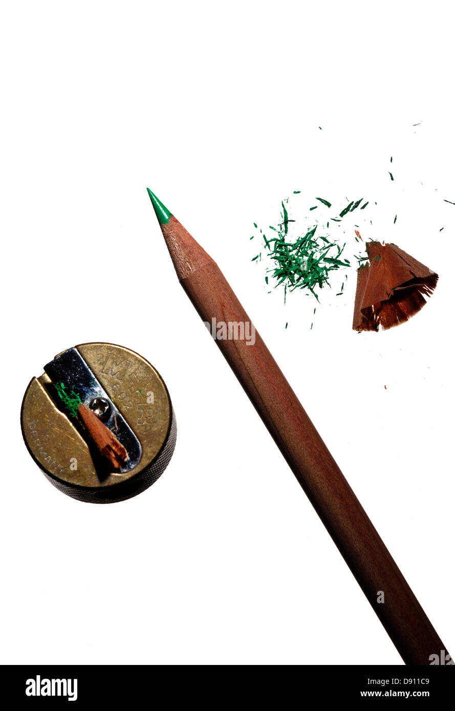Un crayon et un crayon-sharpener. Banque D'Images