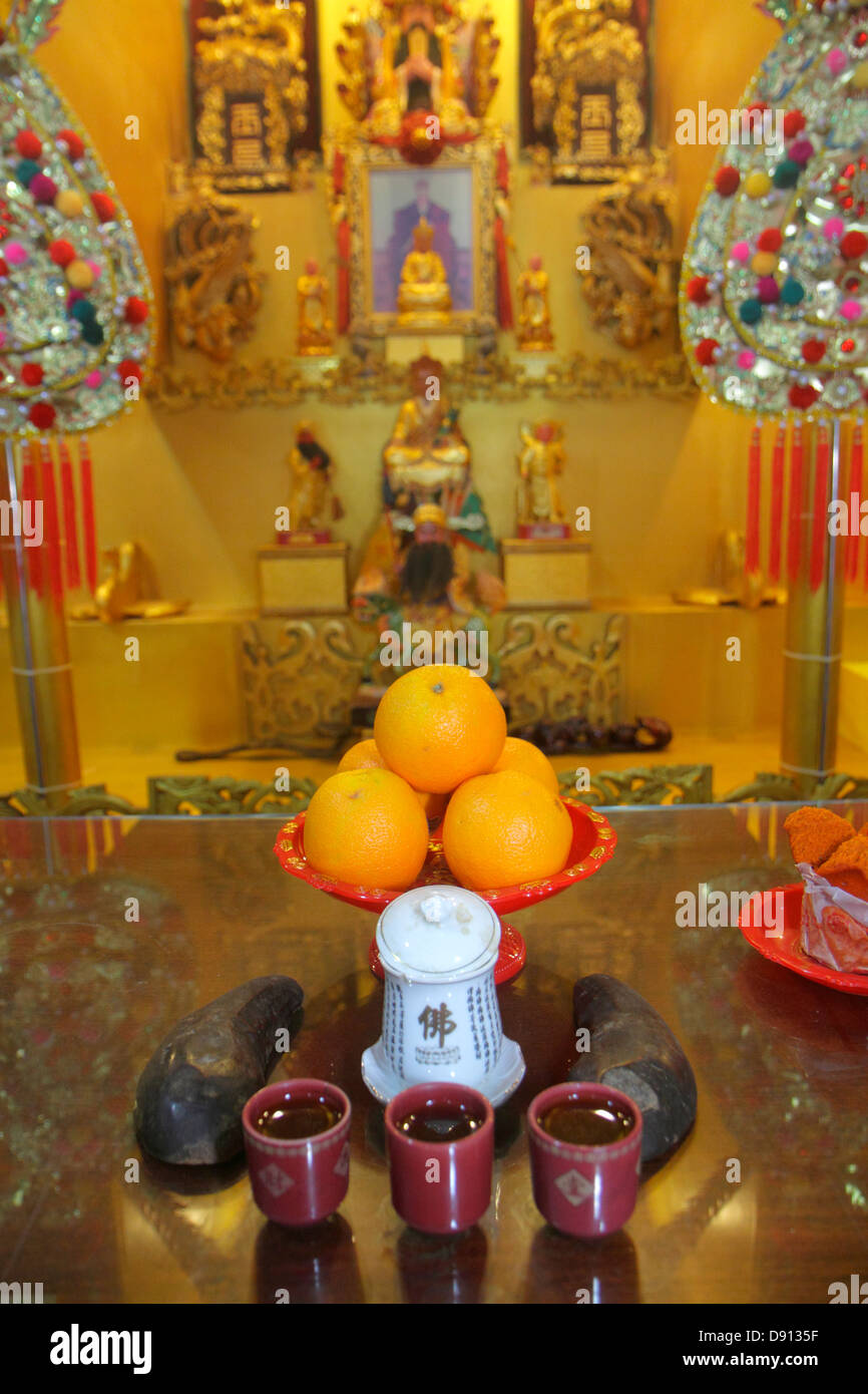 Singapour Thekchen Choling,temple bouddhiste tibétain,organisation,bouddhisme,religion,détail,oranges,thé,Sing131011 Banque D'Images