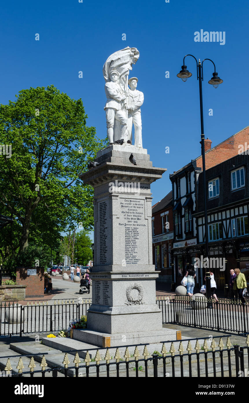 Monument commémoratif de guerre dans le centre de Wolverhampton se souvenir des hommes de Cannock qui sont morts dans la première guerre mondiale Banque D'Images