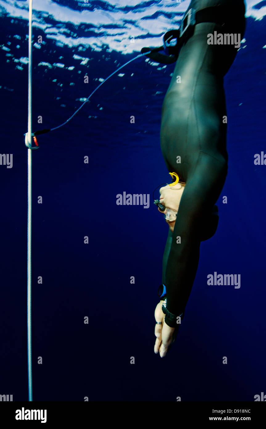 Un plongeur de descendre, l'Égypte. Banque D'Images