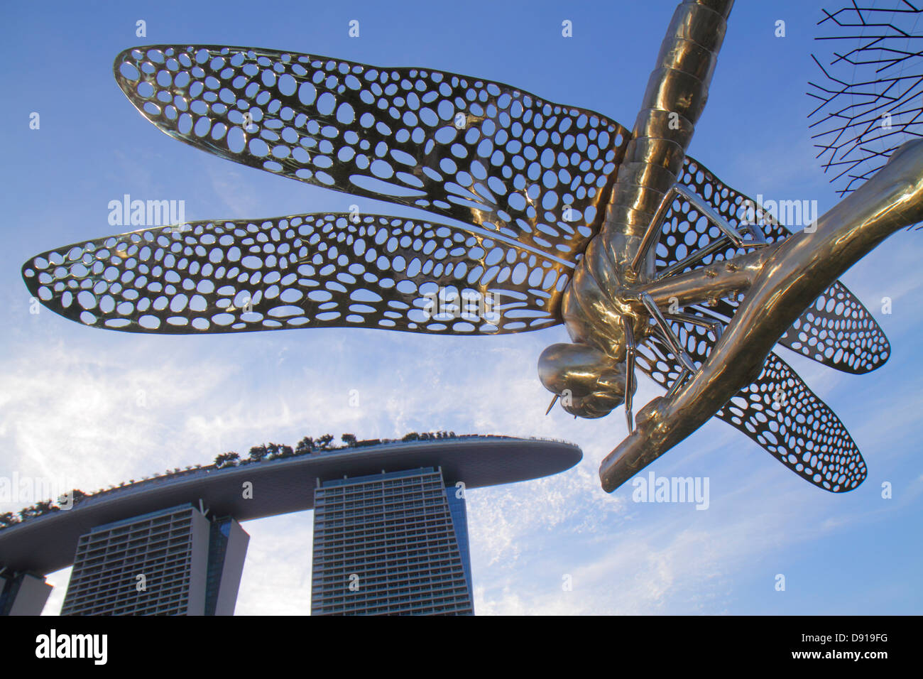 Singapour, jardins au bord de la baie, parc, libellule, sculpture, art, Marina Bay Water Sands, hôtels d'hôtel hôtels motels Inn motel, Skywalk, visiteurs Banque D'Images