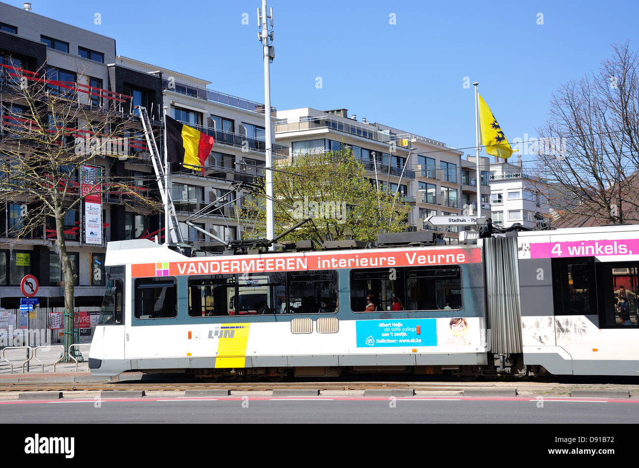 Tram De Lijn, Koning Albert 1 laan, Blankenberge, Flandre occidentale Province, Région flamande, Belgique Banque D'Images