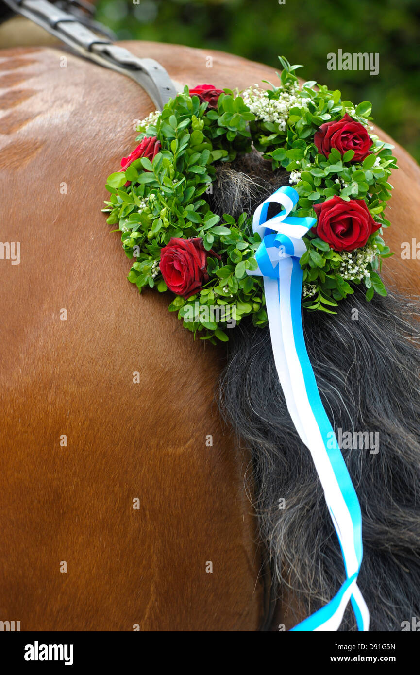 Belle queue de cheval bavarois décoré Banque D'Images